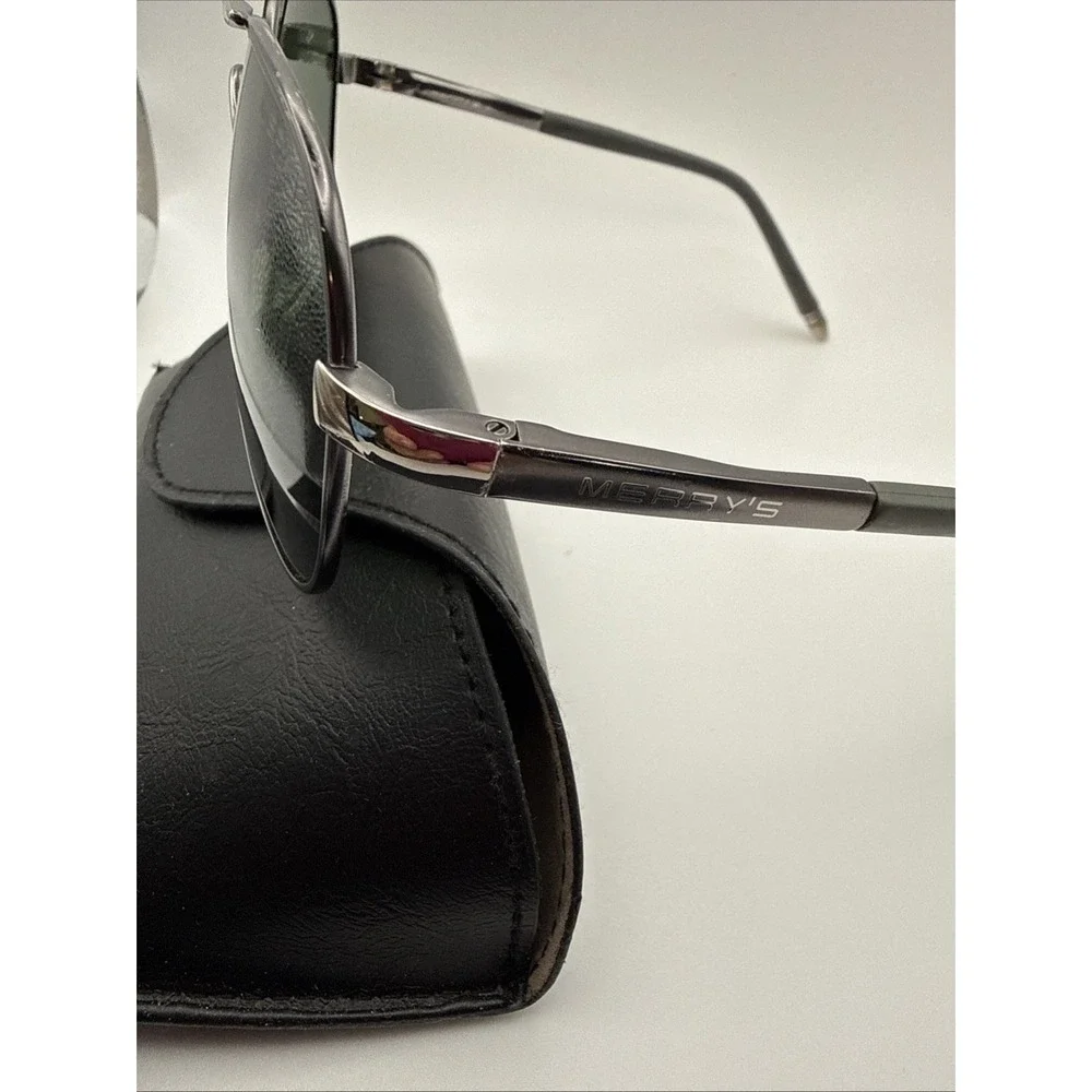 MERRY'S BLACK Aviator S'8513 61 -14-132 Sunglasses-ITALY- Includes case & cloth